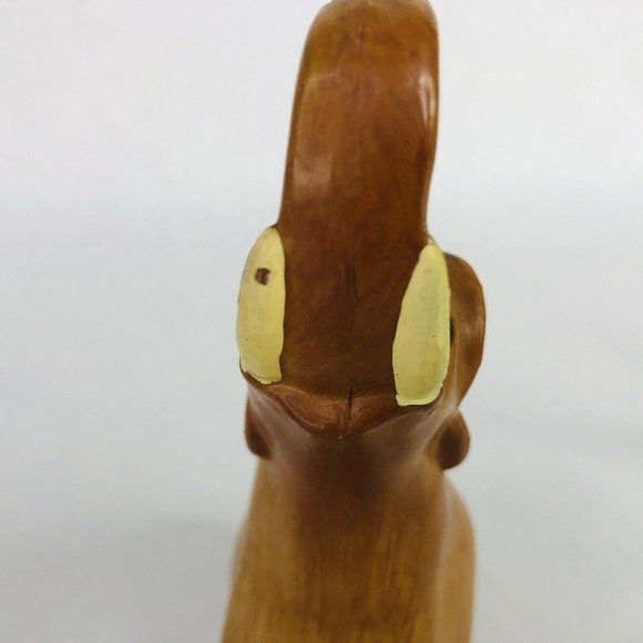 2 Elephant Figurines Wood Look Made Hong Kong Jewel Eyes Trunks Up Kitsch Decor - Picture 6 of 12